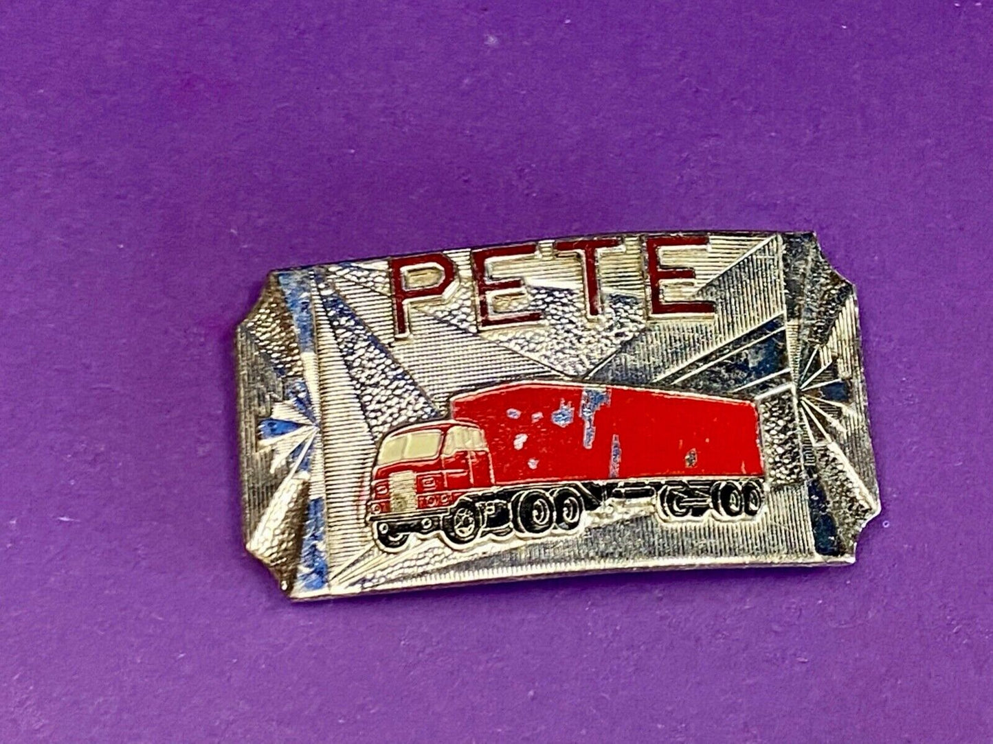 Vintage Hook-Fast Semi Drivers Big Rig Name Pete Belt Buckle