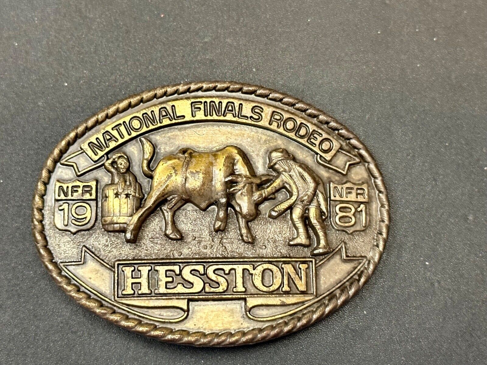 1981 Hesston National Finals Rodeo NFR Collectors Rodeo Cowboy Belt Buckle