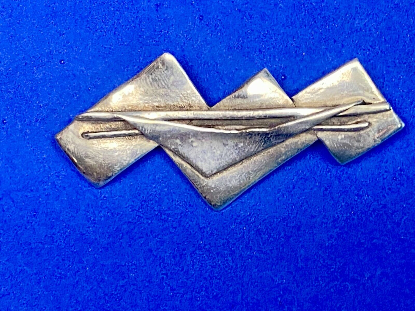 Vintage Artisan Modern 925 Sterling Silver Brooch Pin Rectangles Triangles