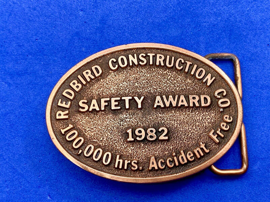 1982 Redbrid Constitution company - Accident free Safety Award belt buckle 