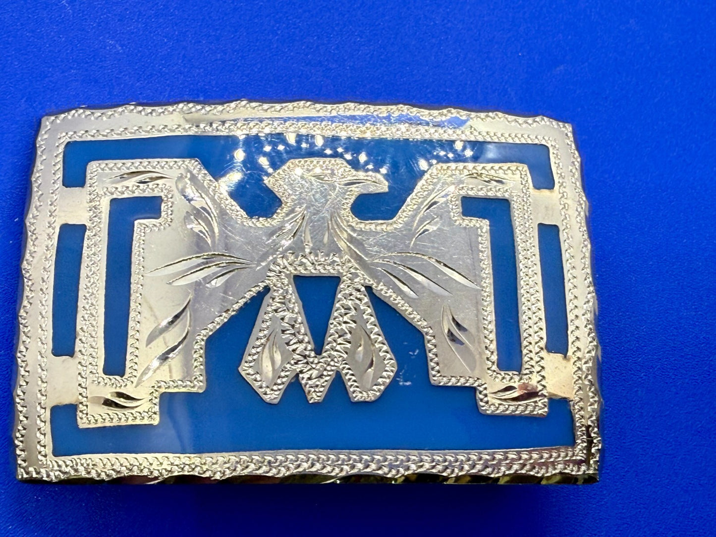 Thunderbird Native American Indian Hand-Crafted Inlay Enamel Belt Buckle