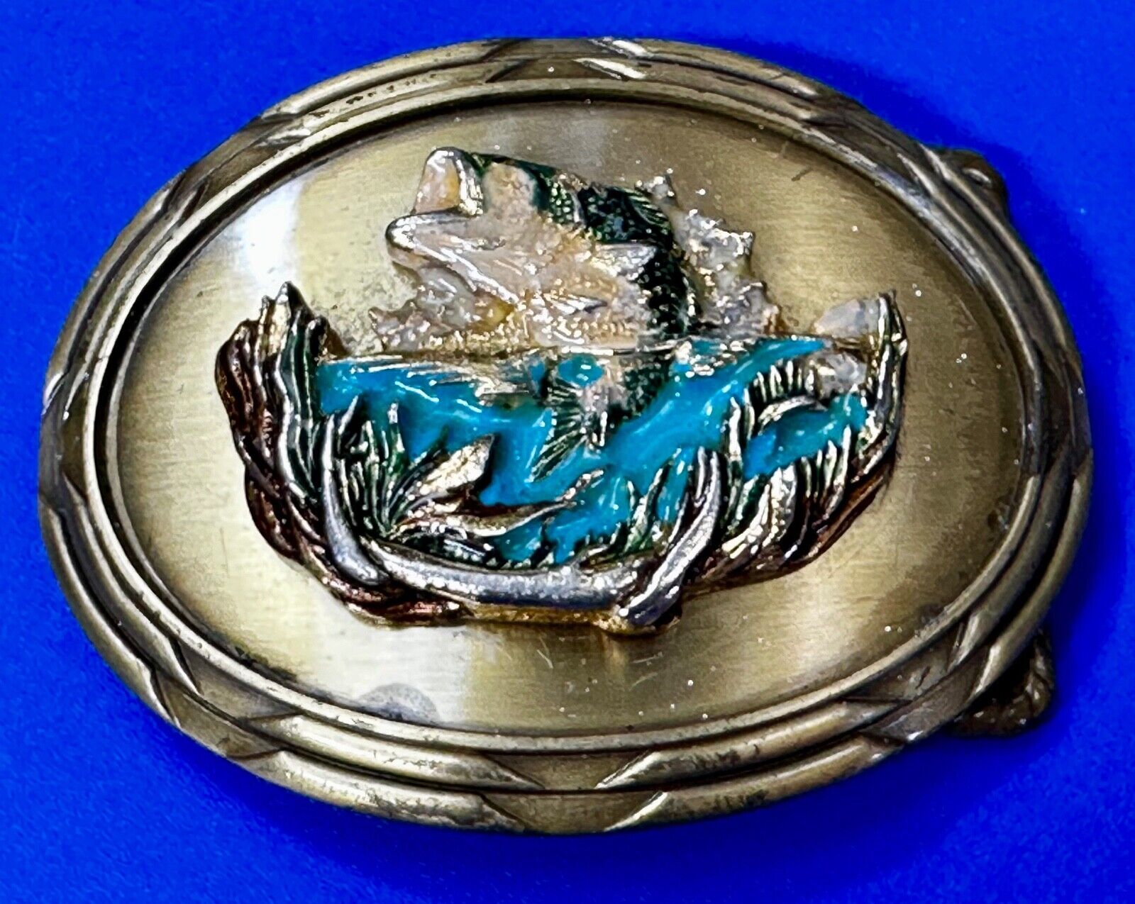 Trout Fish Sport Fishing Fisherman 1978 Colorful Belt Buckle by Rain Tree