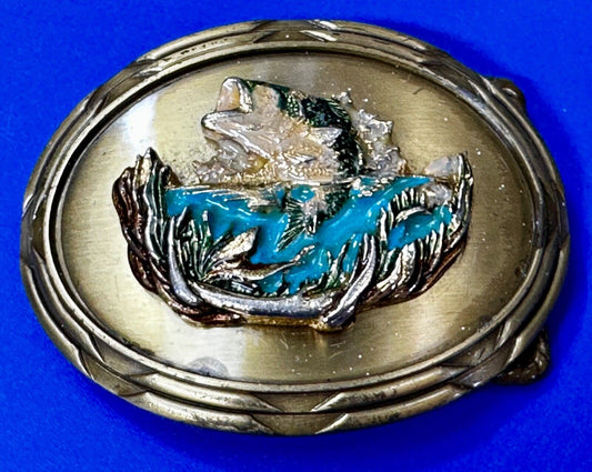 Trout Fish Sport Fishing Fisherman 1978 Colorful Belt Buckle by Rain Tree
