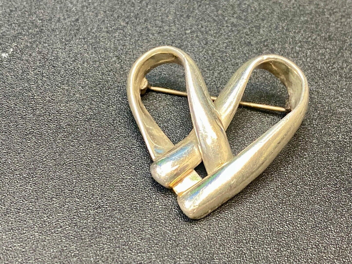Vintage HEART Sterling Silver 925 vintage brooch pin marked M.F.Y