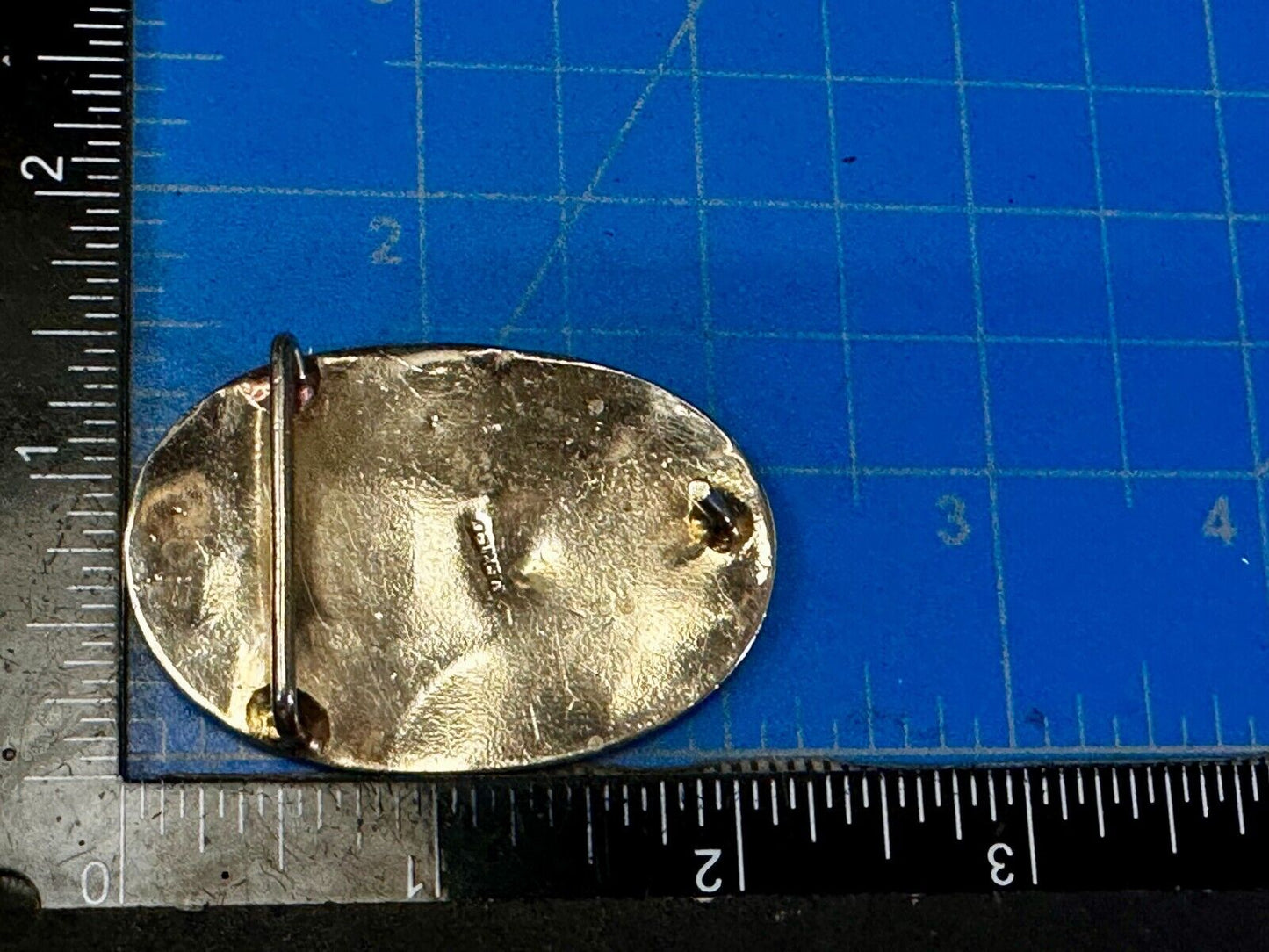 Artisan Natural Abalone Shell Vintage Oval Belt Buckle Marked Mexico