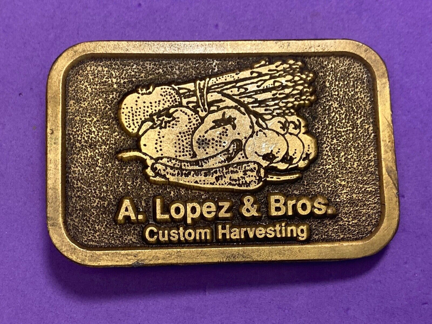 A Lopez And Bros - Custom Harvesting Farming Farm Agriculture Belt Buckle 
