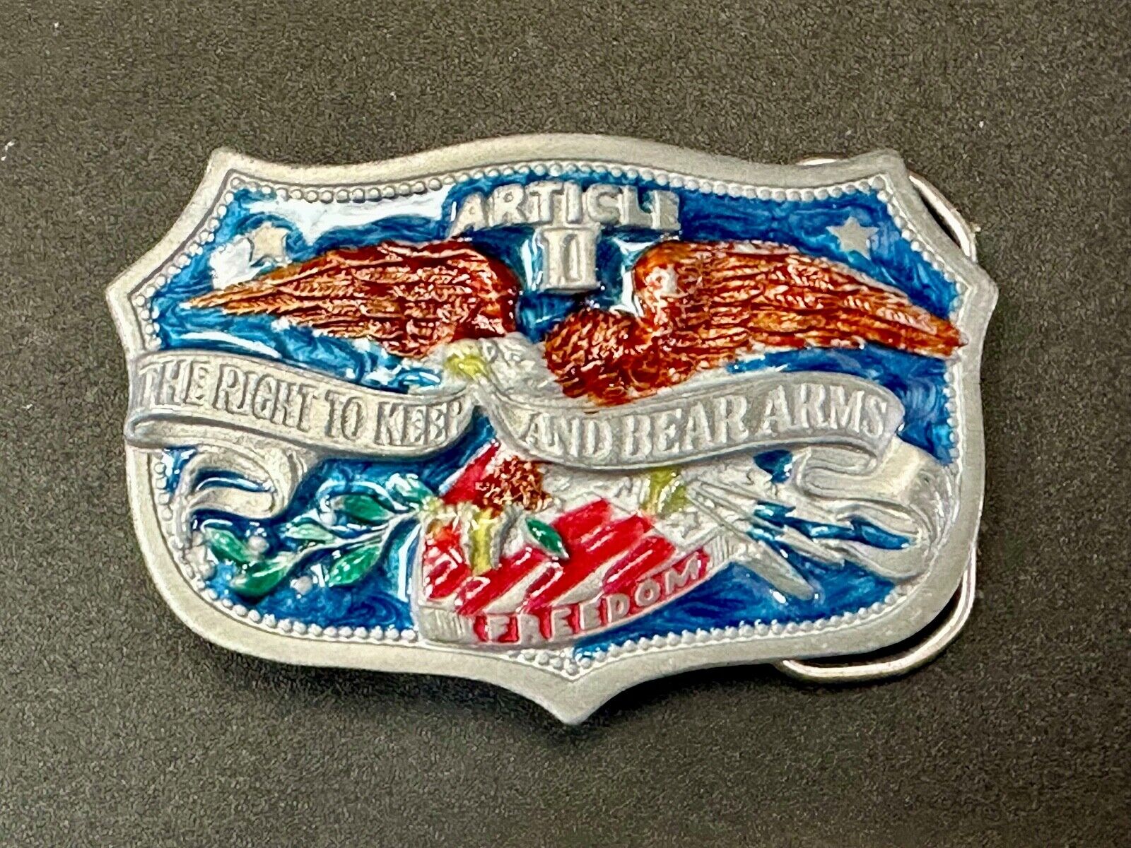 2nd amendment the right to keep and bear arms vintage 1982 belt buckle
