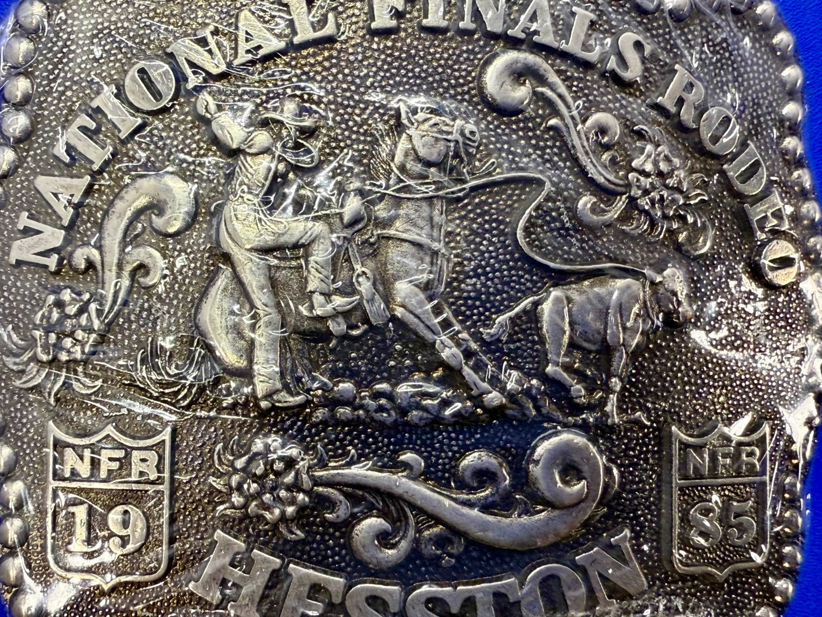 1985 Hesston NFR National Finals Rodeo Calf Roping NOS Collectors Belt Buckle