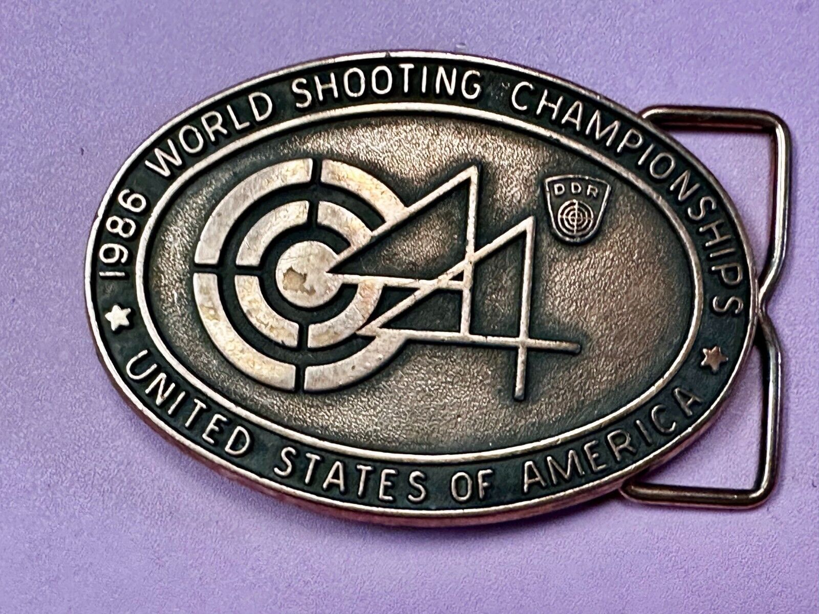 1986 World Shooting Championship Event United States of America Belt Buckle