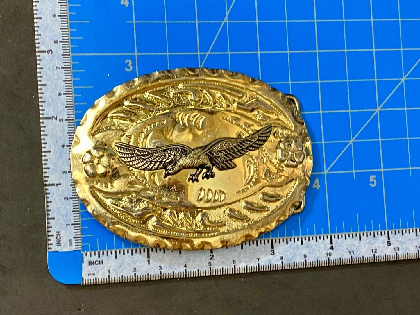 American Eagle flying proud patriotic vintage two tone Western belt buckle