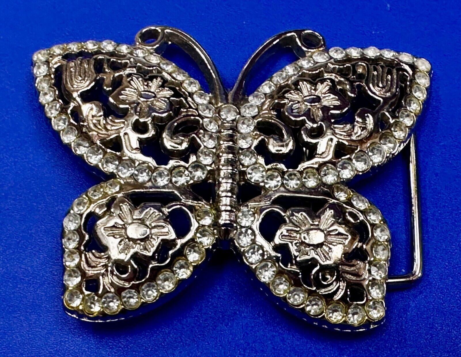 Beautiful Sparkling Butterfly Rhinestone Covered See Through Hippy Belt Buckle
