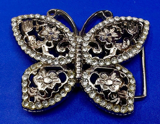 Beautiful Sparkling Butterfly Rhinestone Covered See Through Hippy Belt Buckle