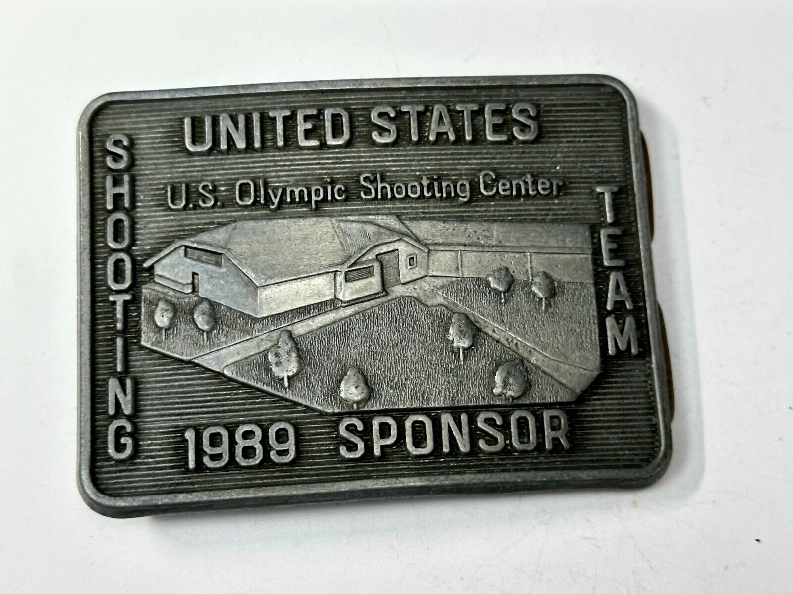 United States US Olympic Shooting Center Team 1989 Official Sponsor Belt Buckle
