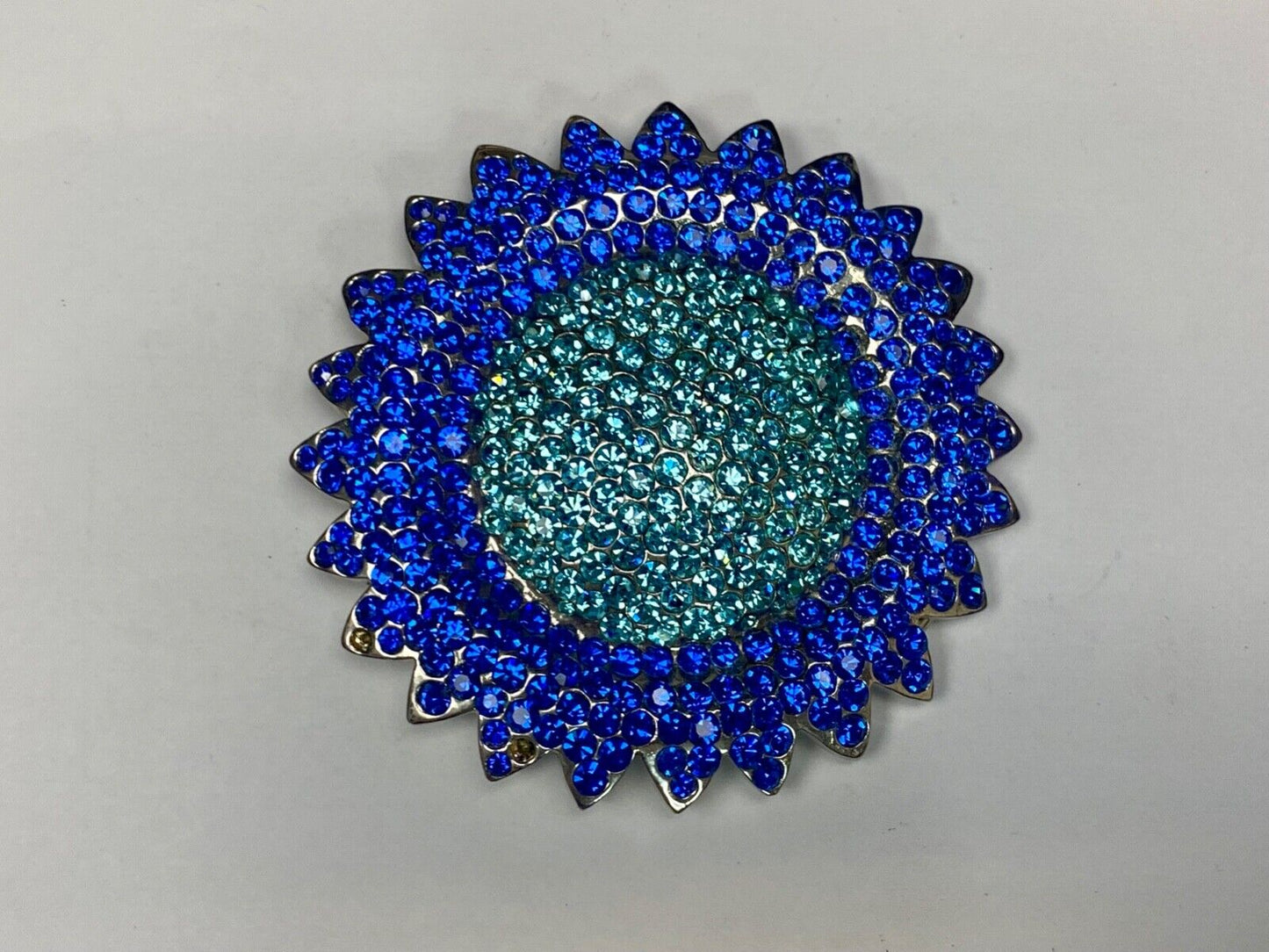 A Blue Green Sea Of Rhinestones - Starburst Cutout Belt Buckle