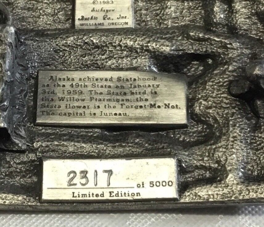 Alaska 25 Years Statehood Solid Pewter Vintage 1973 Siskiyou Belt Buckle