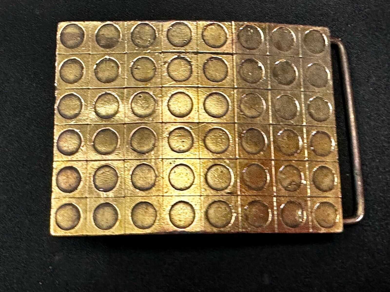 Artisan Metalwork Grid Hole Pattern Hippy Vibe Belt Buckle By Bergamot B-12