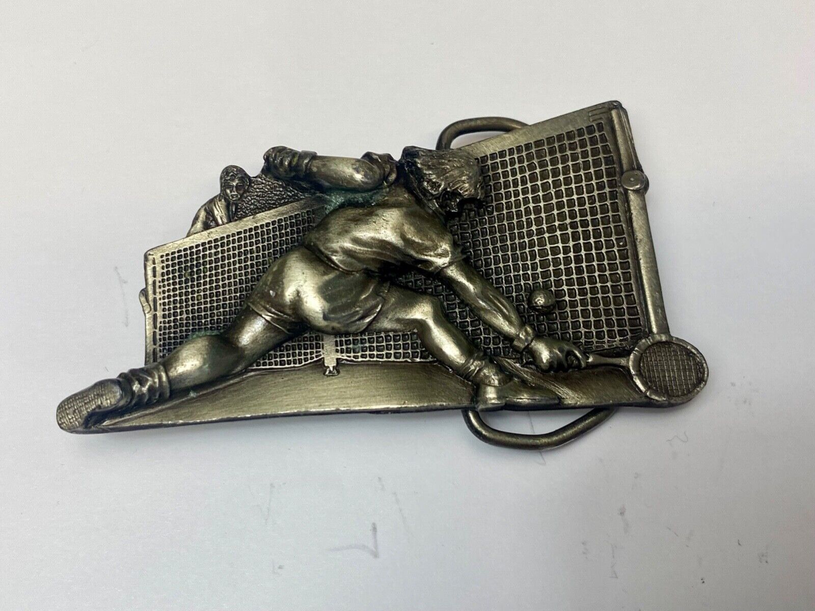 TENNIS sport game A-86 Vintage 1980 Bergamot brass works belt buckle