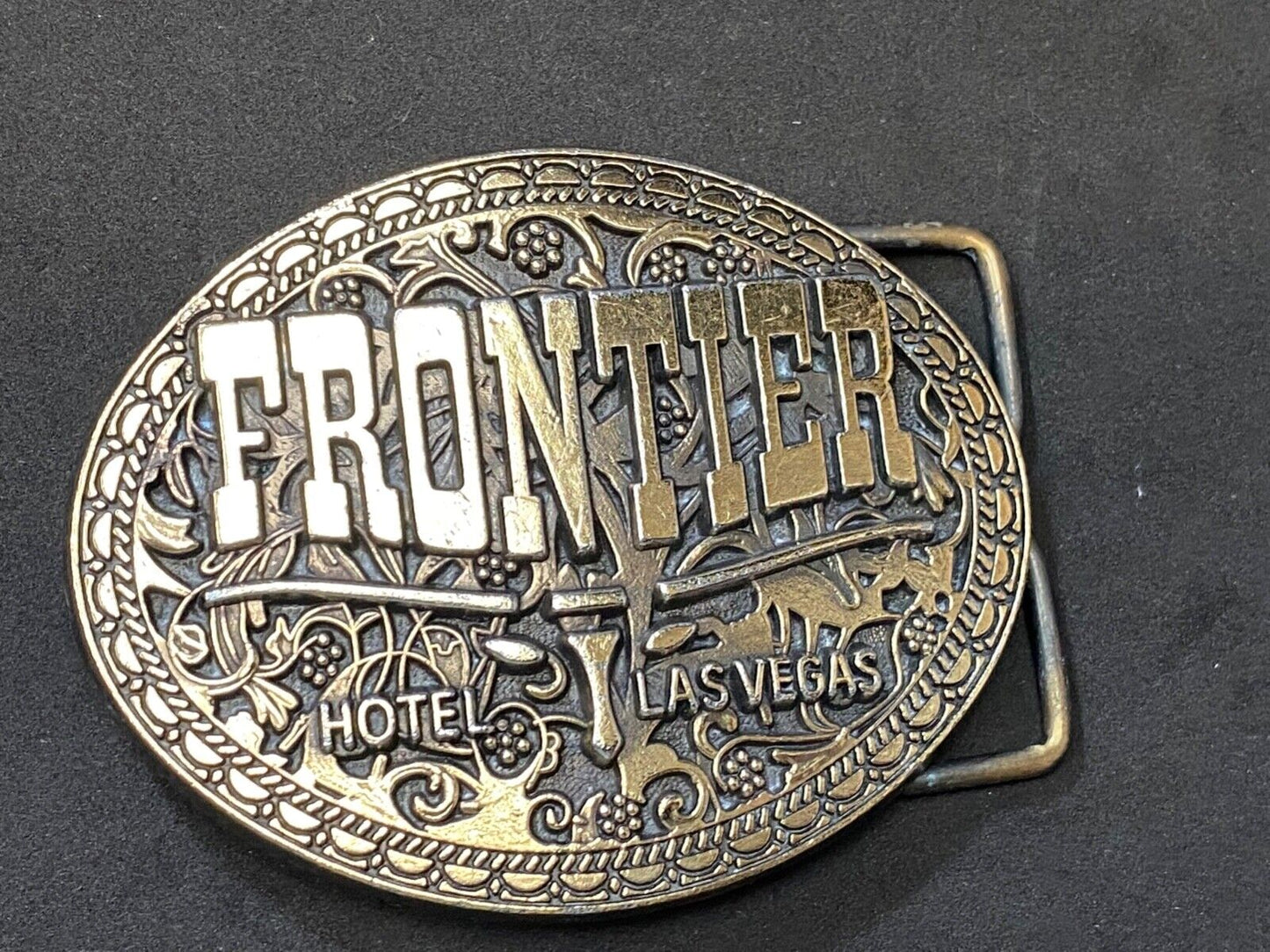 Vintage Frontier Hotel Old Las Vegas Belt Buckle Casino Nevada Western Longhorn