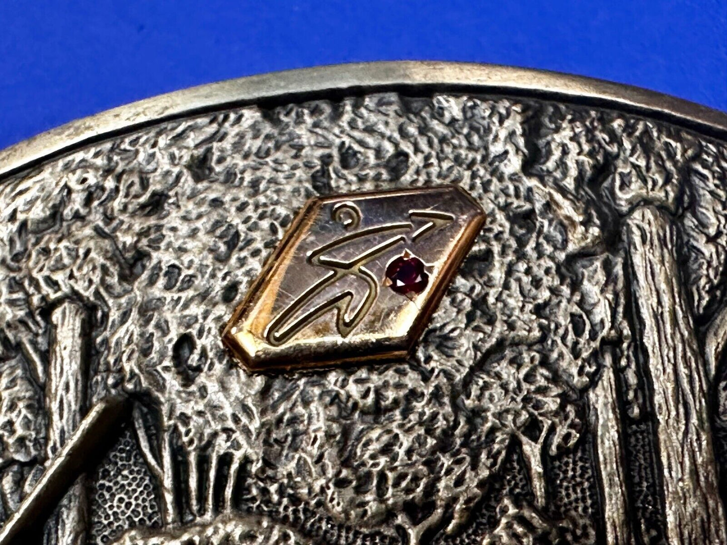 Bird Quail Dog Hunting Hunter Shotgun 1981 Belt Buckle OC Tanner - 10K Gold Logo