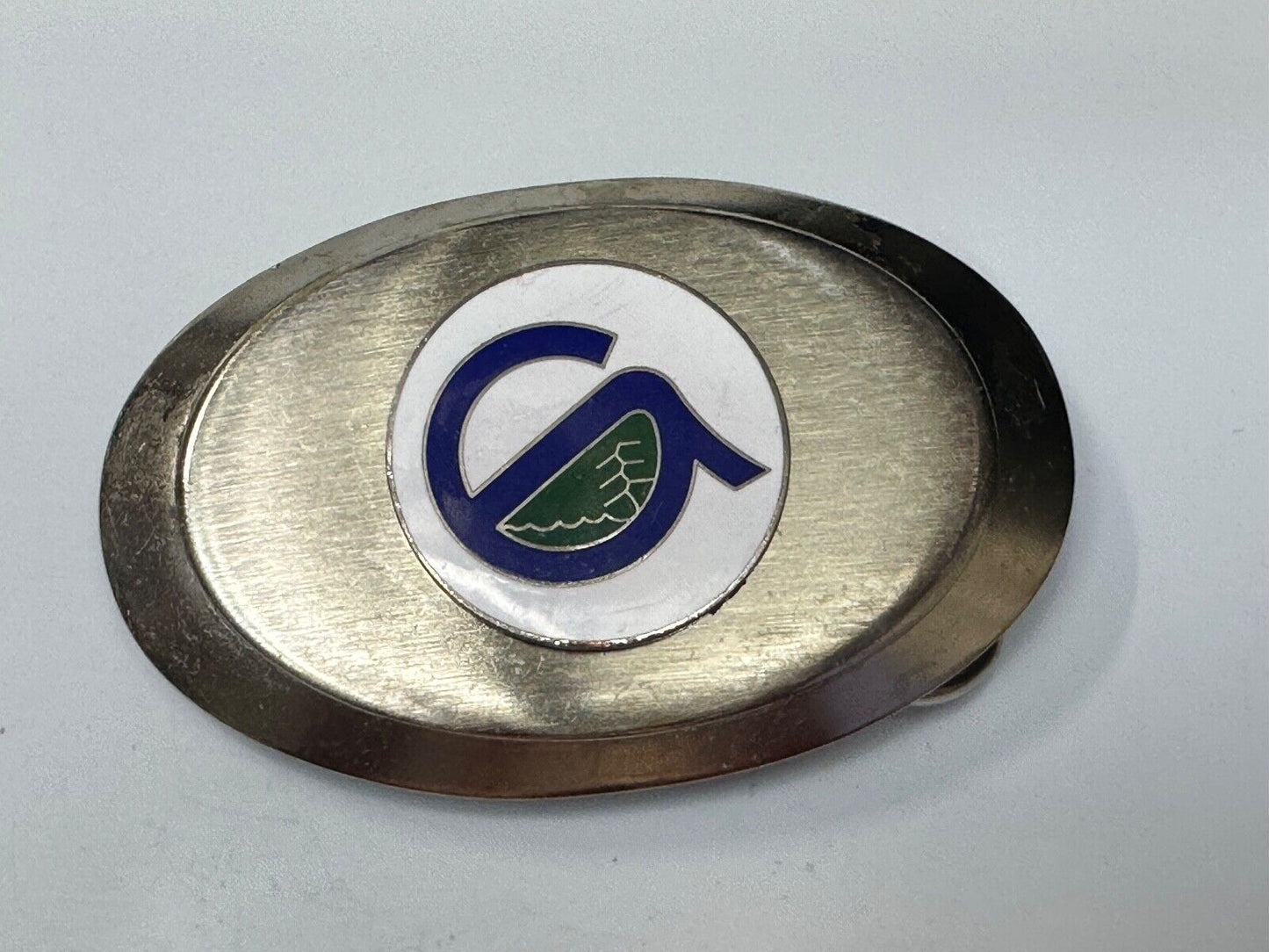 Unknown to me!  Company Sign Logo Vintage Oval Silver Tone Belt Buckle
