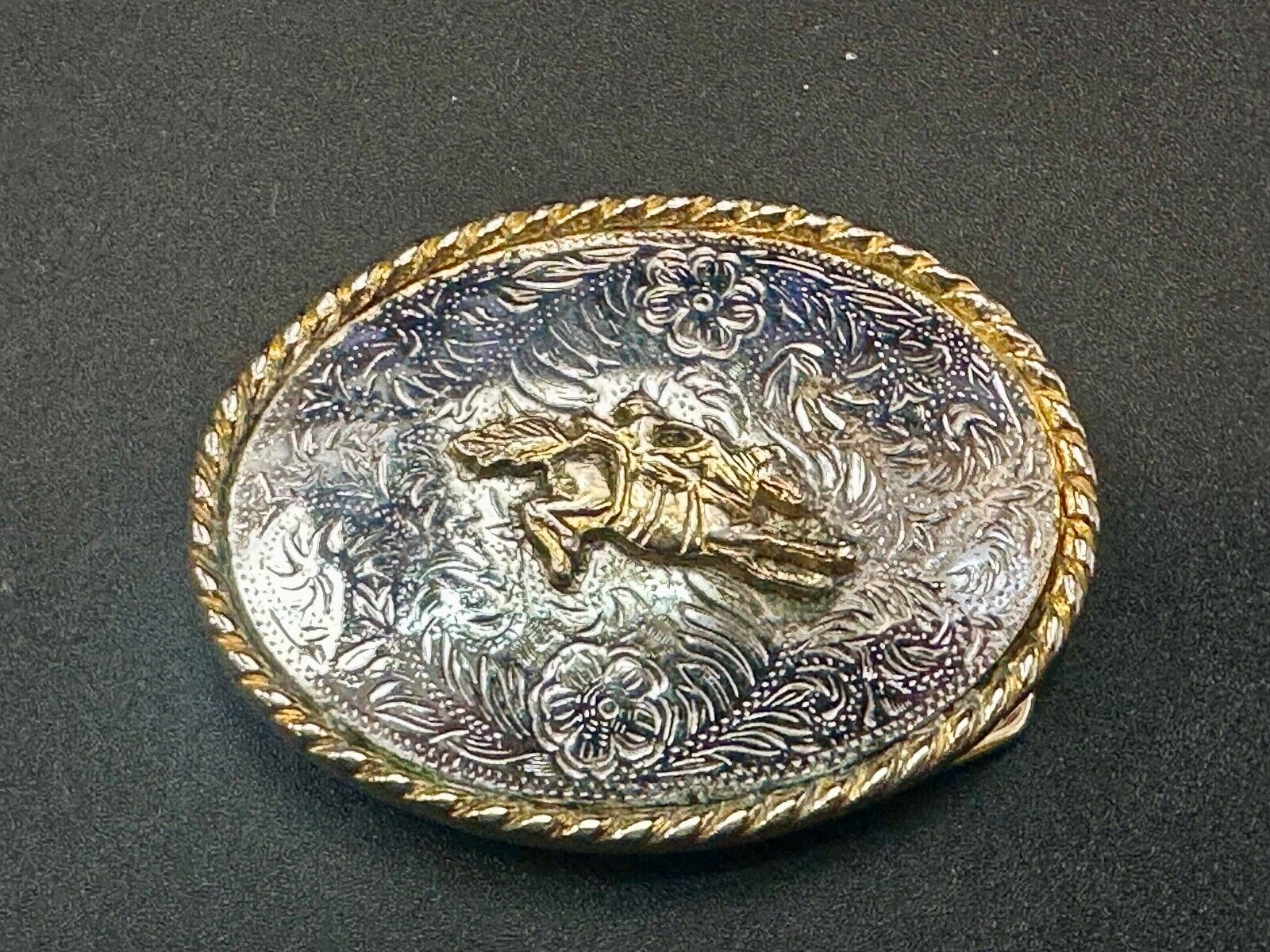 Vintage Ivan Cowboy Saddle Bronc western rodeo bull rider belt buckle