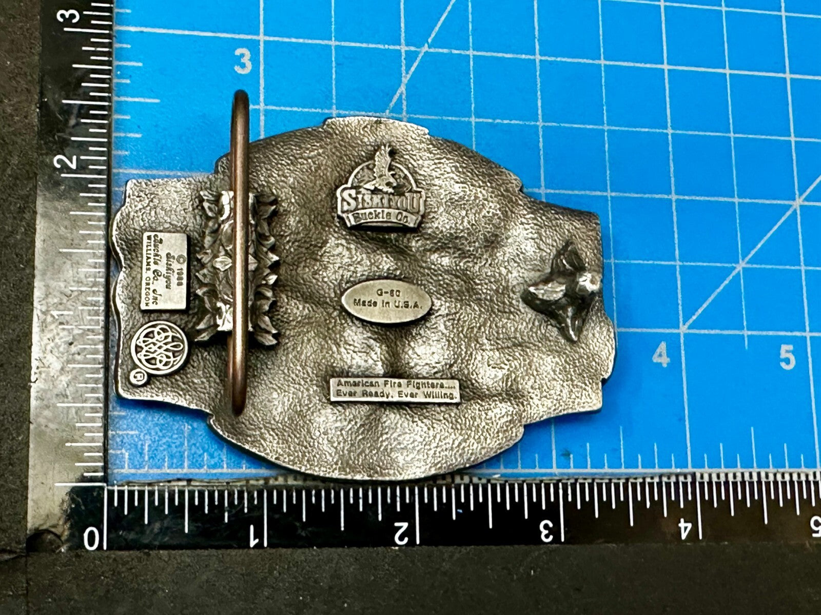 American Fire Fighters Ever Ready Ever Willing Vintage 1988 Siskiyou Belt Buckle
