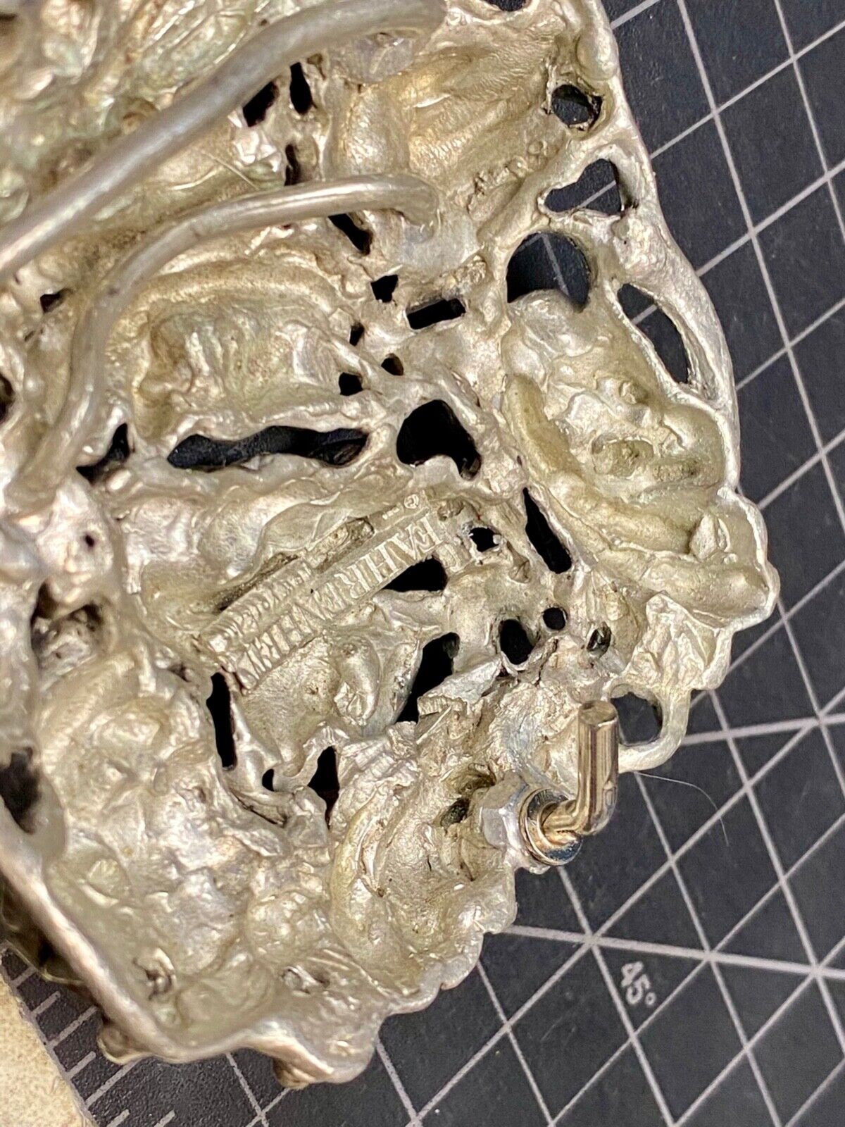 80'S Fahrenheit Ny Connie Bates Silver Tone Chunky See Through Belt Buckle