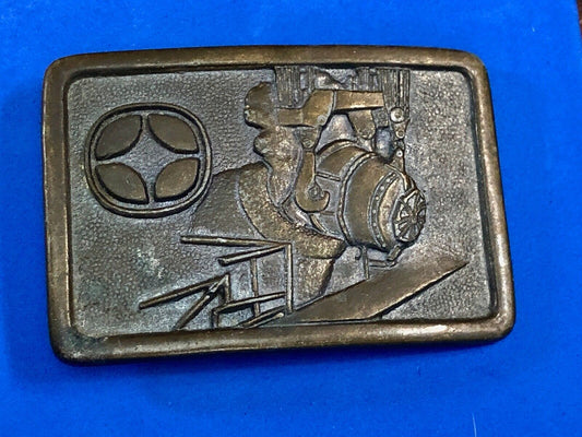 VINTAGE BRONZE 1977-1978 INLAND TOPS DINNER MINING BELT BUCKLE BY GEMCO 