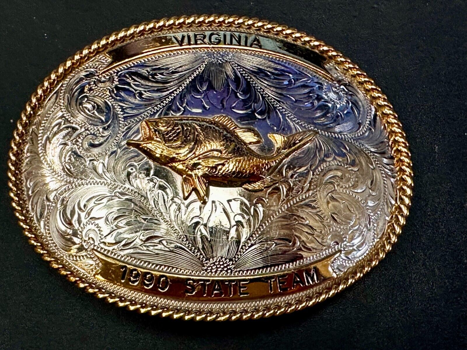VA State Mr. Bass Fishing Clayton Lake Trophy Montana Silversmiths Belt Buckle