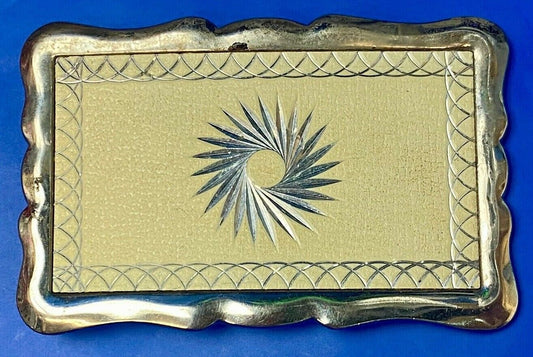 Vintage Etched Star Swirl Burst Pattern Western Rectangular Belt Buckle 