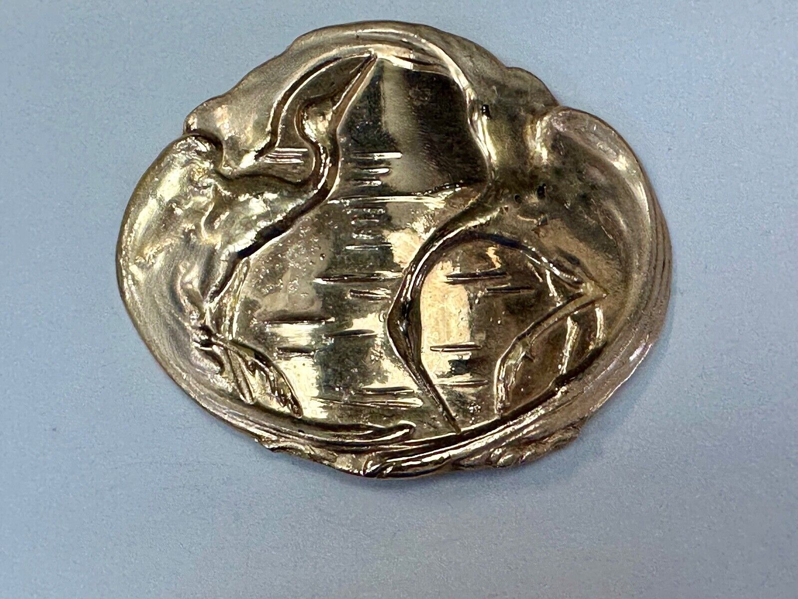80s Charmant Swan Crane Bird Duck Abstract Gold & Yellow belt buckle