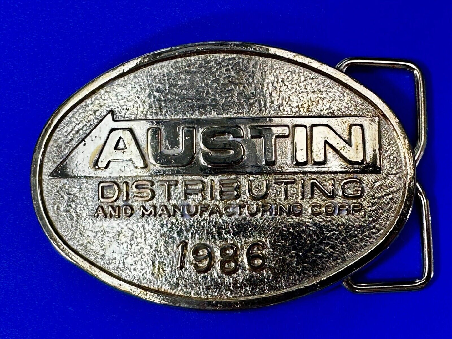 Austin Distributing and Manufacturing Corp VTG 1986 Advertisement RJ Belt Buckle
