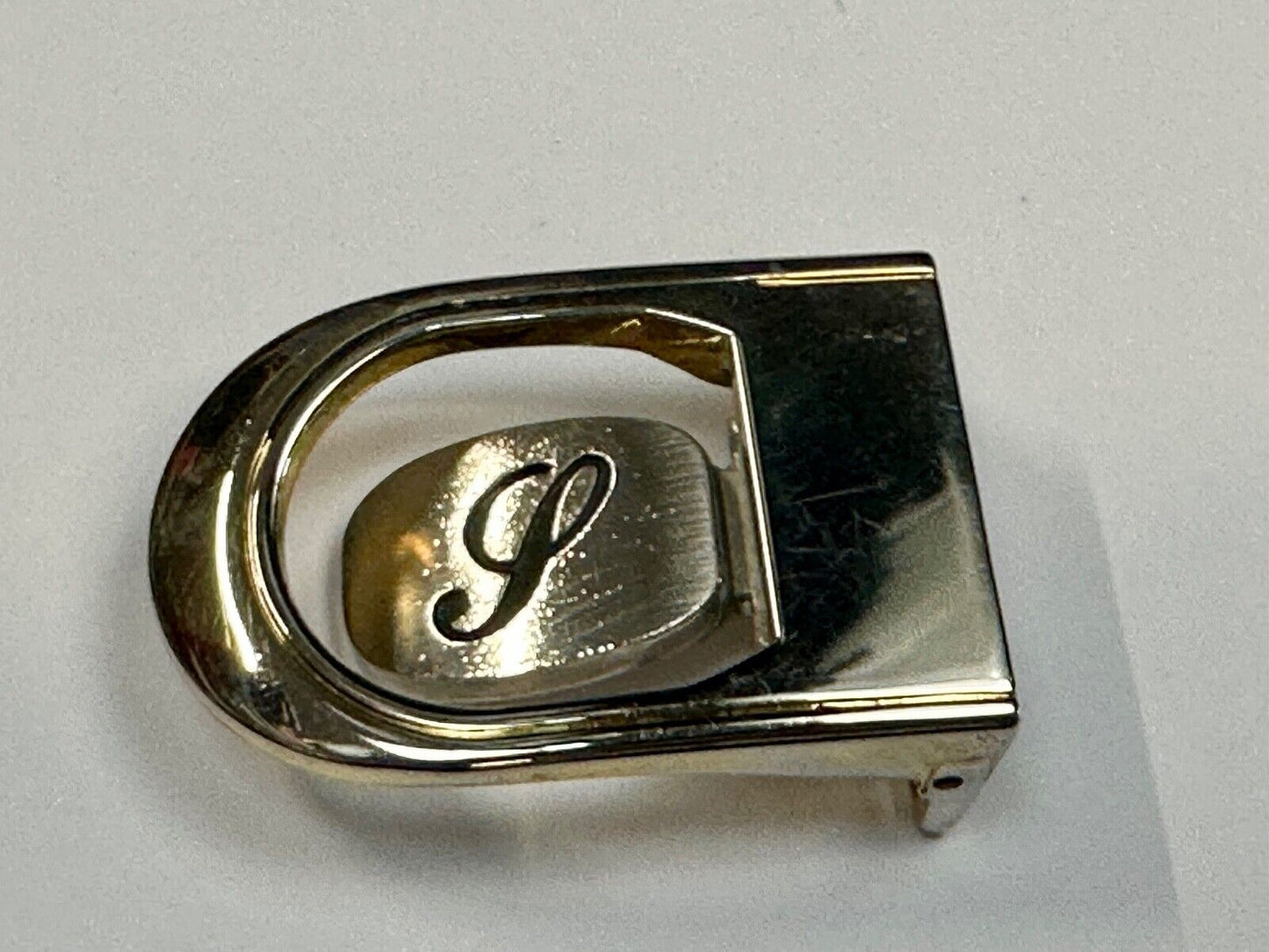 Vintage Letter monogram Initial P - Two Tone swinging belt buckle