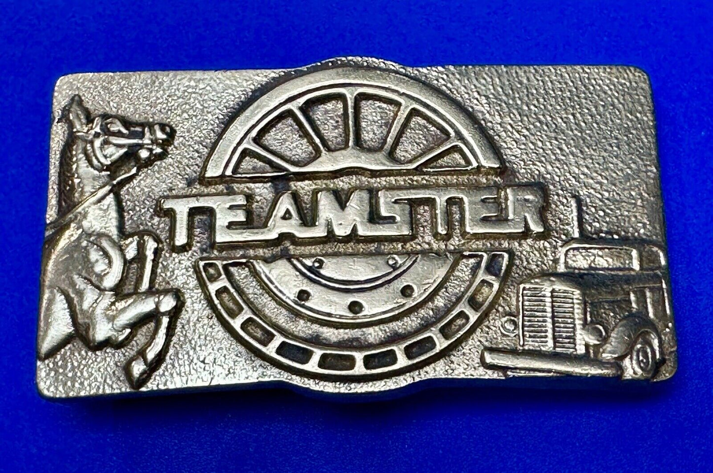 Teamster Union Vintage Solid Brass Belt Buckle  Horse Truckers