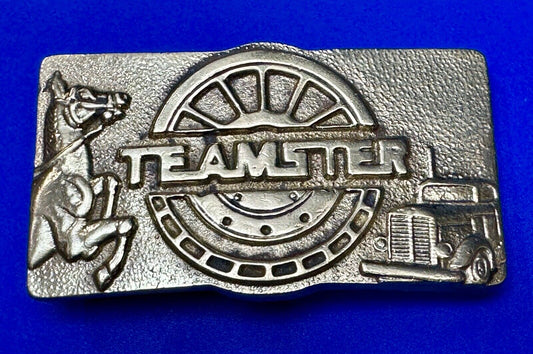 Teamster Union Vintage Solid Brass Belt Buckle  Horse Truckers