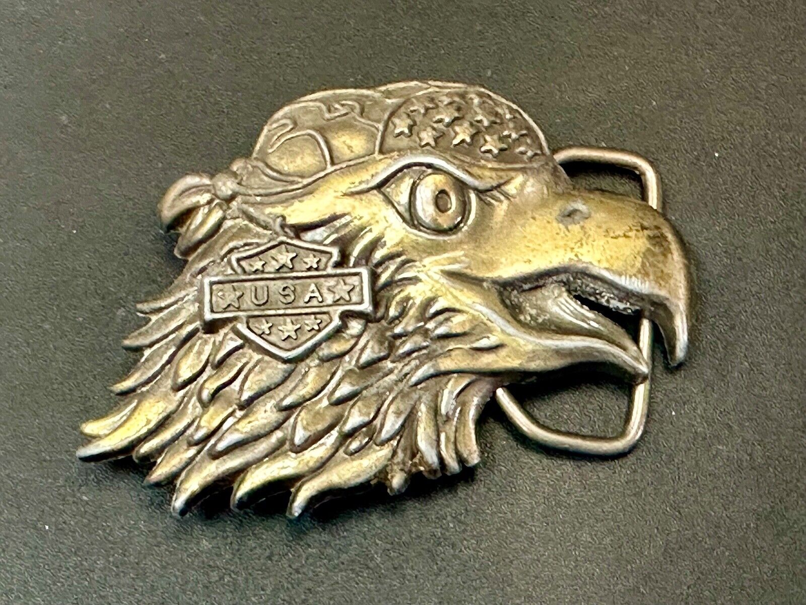 Bikers Eagle USA Motorcycle Rider figural cutout Head beak bandana belt buckle
