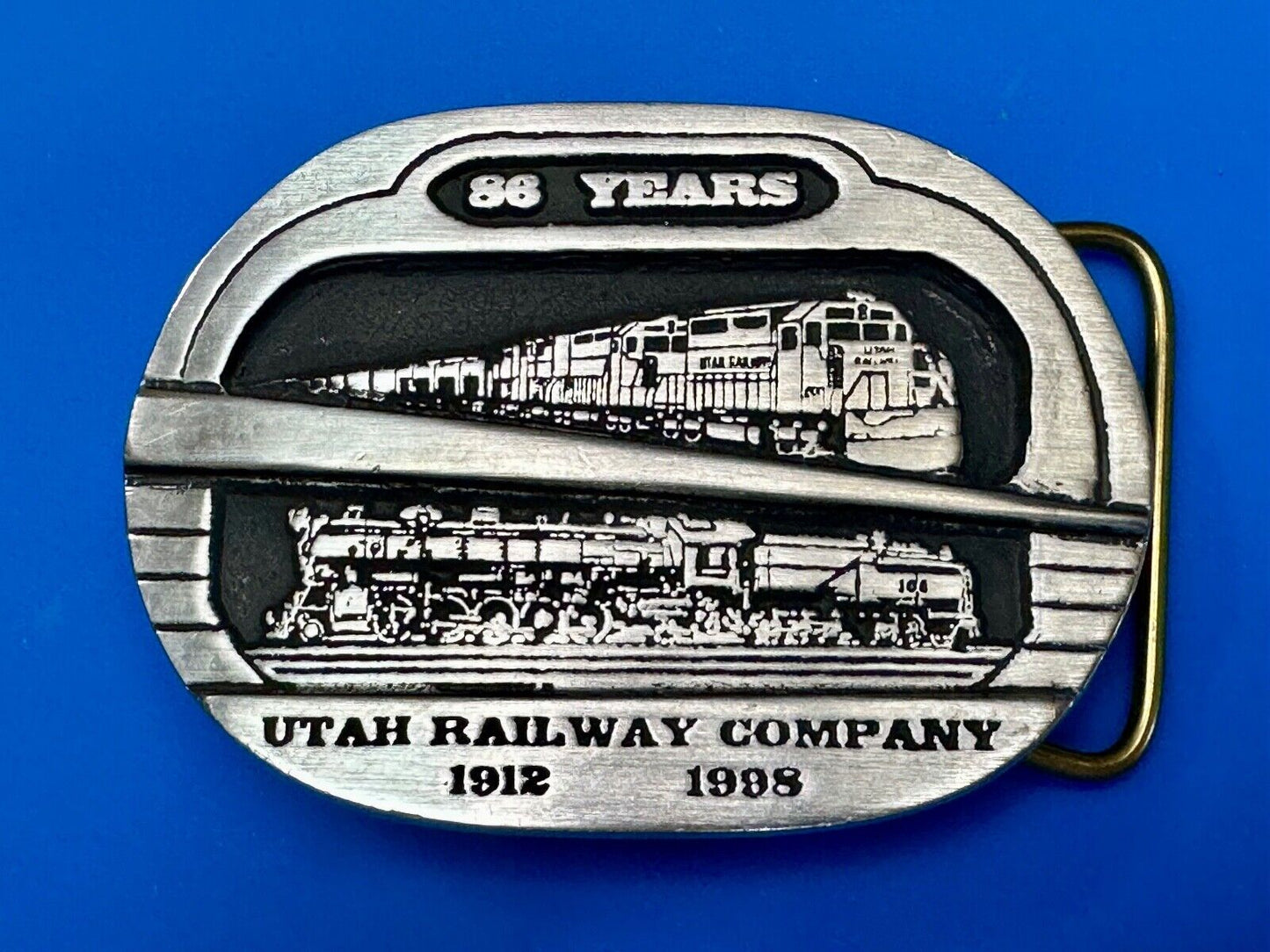 Utah Railway Co Vtg Train Railroad 86 Years - Gary Prazen Sculpture Belt Buckle
