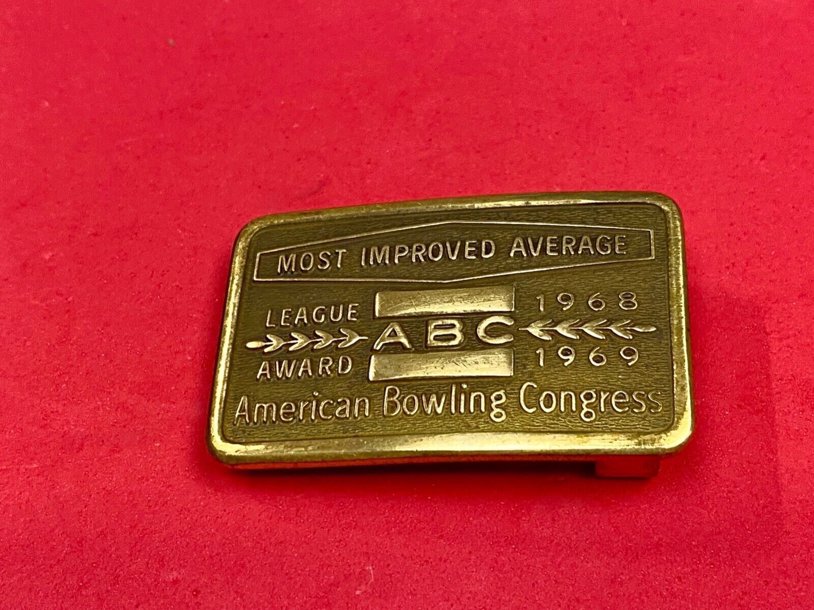 1968 - 69 AMERICAN BOWLING CONGRESS MOST IMPROVED AVERAGE AWARD BELT BUCKLE