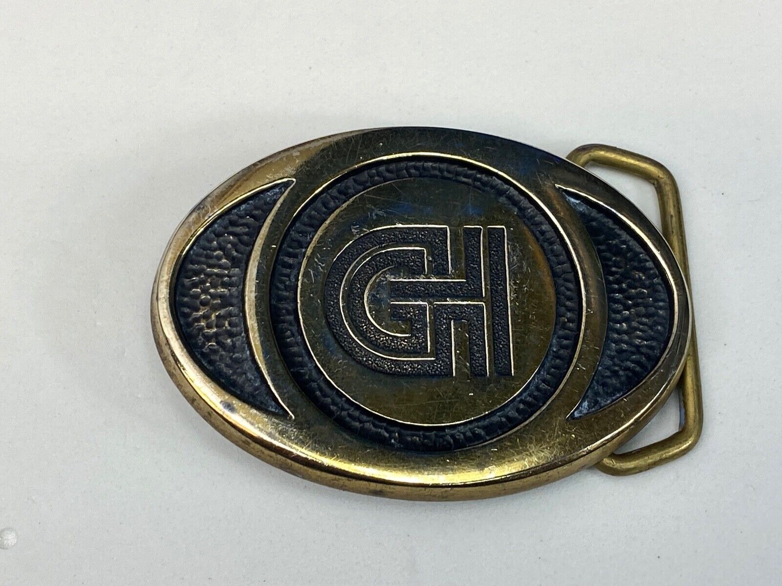 Vintage Ghi? Gi Company Promotional Solid Brass Belt Buckle Scotts Advertising