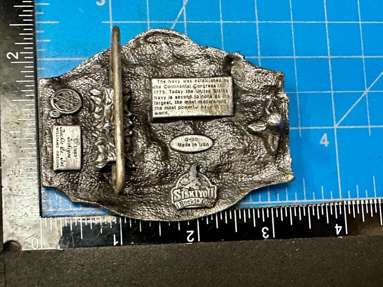 United States Navy Seal Vintage 1987 Commemorative Pewter Siskiyou Belt Buckle