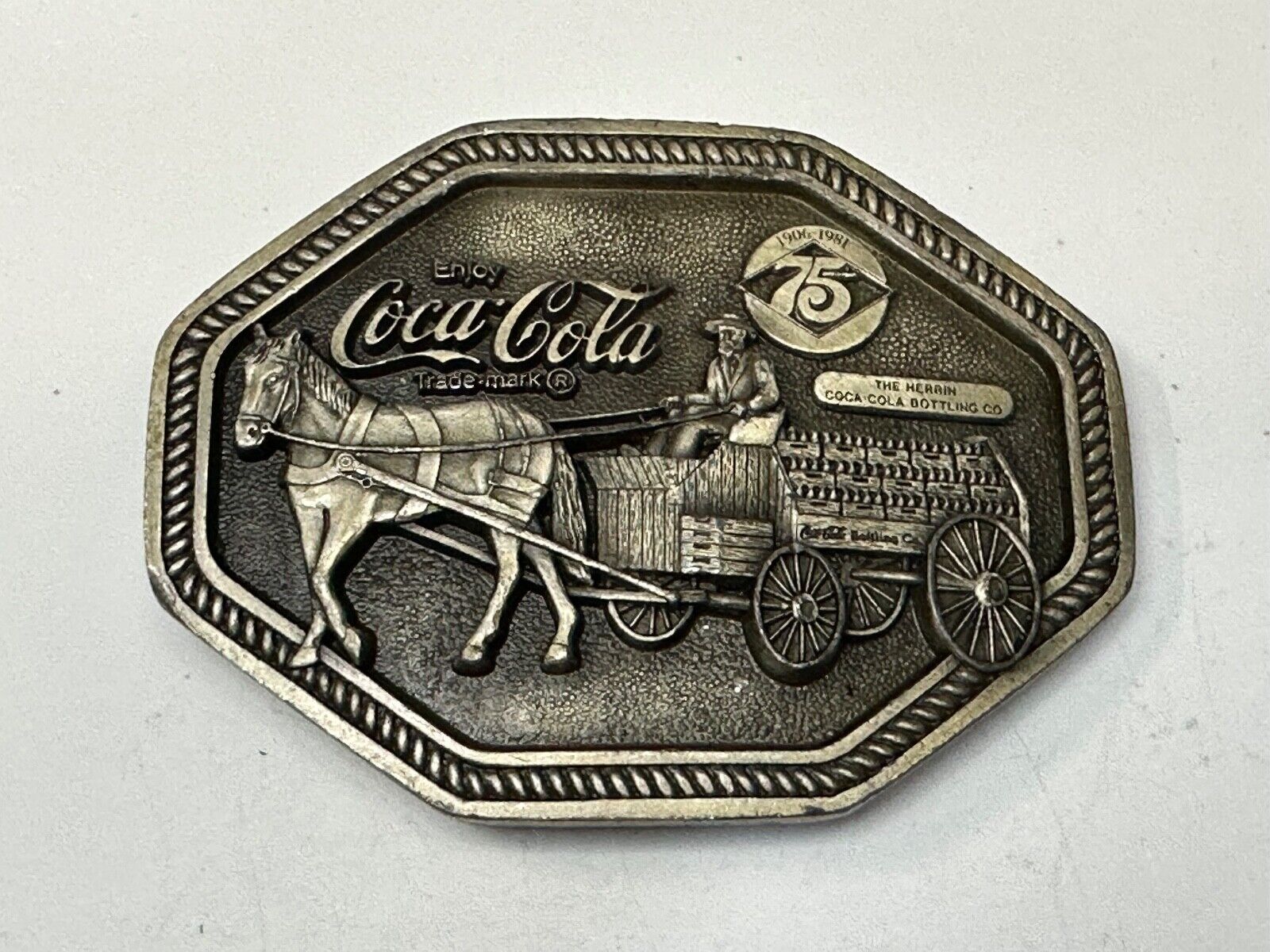Vintage 1980 Coke a cola Belt Buckle Markatron Inc