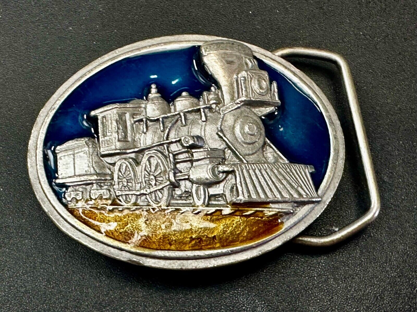 Train Steam Engine Coming Around the Mountain 1984 L-143 Bergamot Belt Buckle