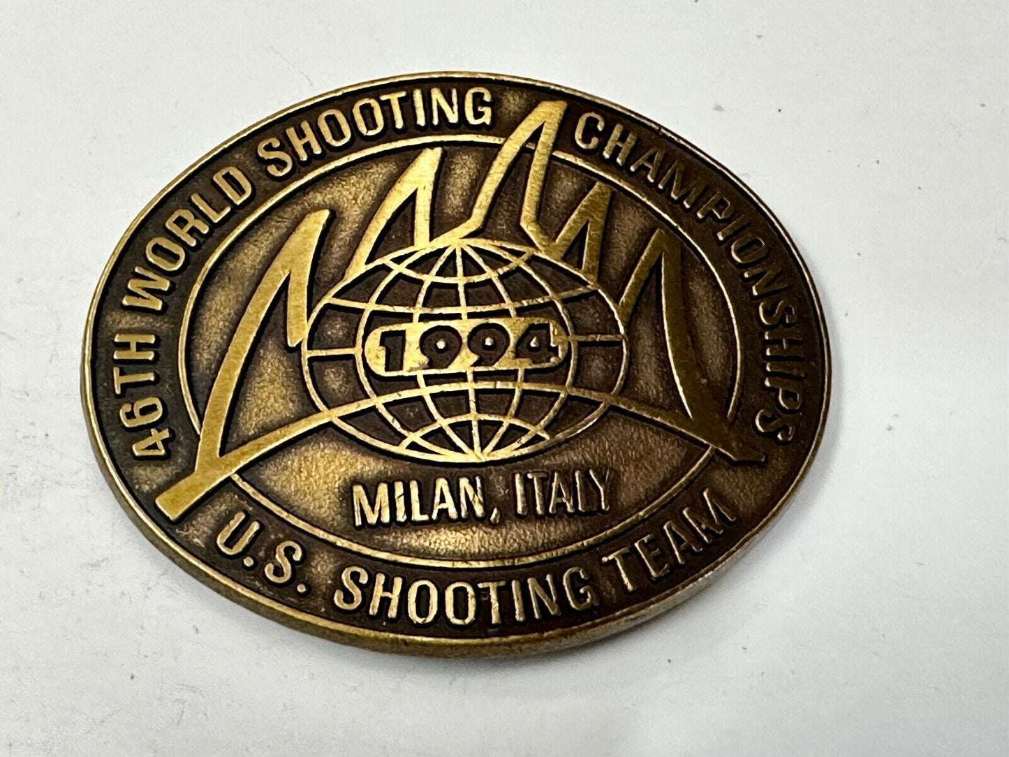 46TH World US Shooting Championship 1994 Milan Italy Commemorative Belt Buckle