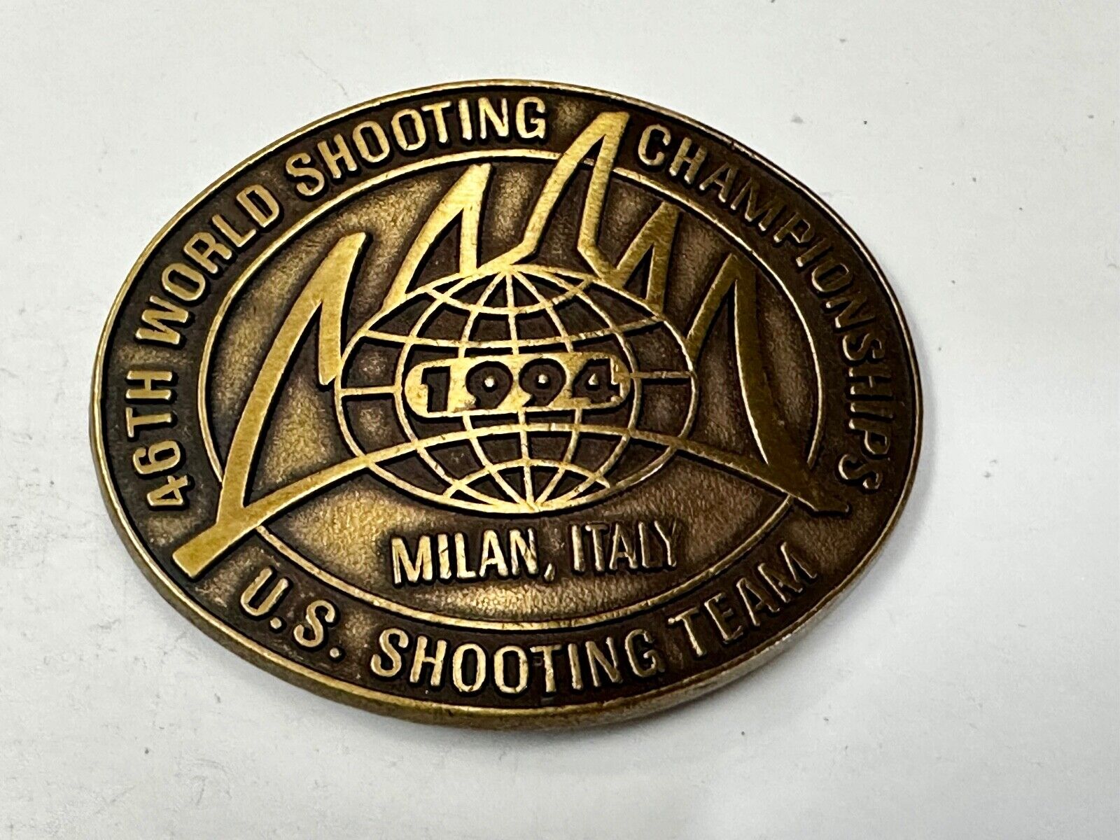 46TH World US Shooting Championship 1994 Milan Italy Commemorative Belt Buckle