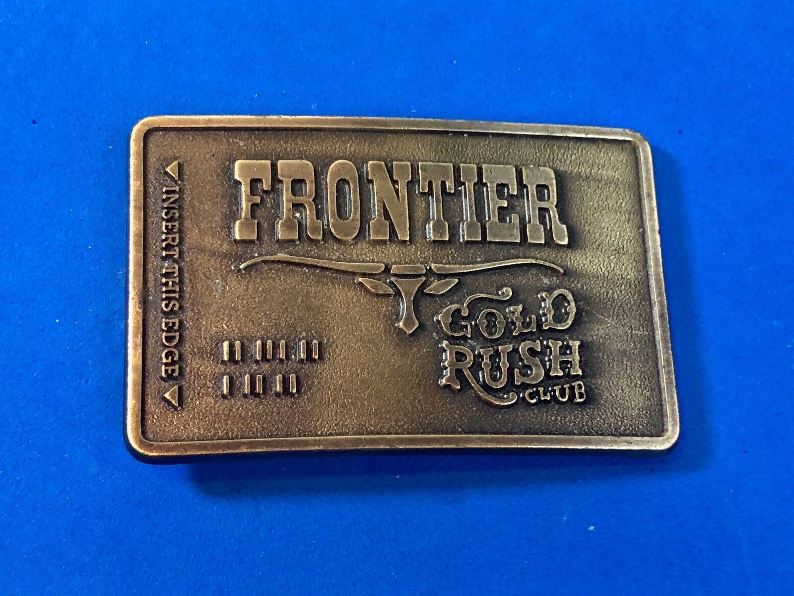 Vintage Frontier gold rush hotel and casino Las Vegas Advertising Belt Buckle 
