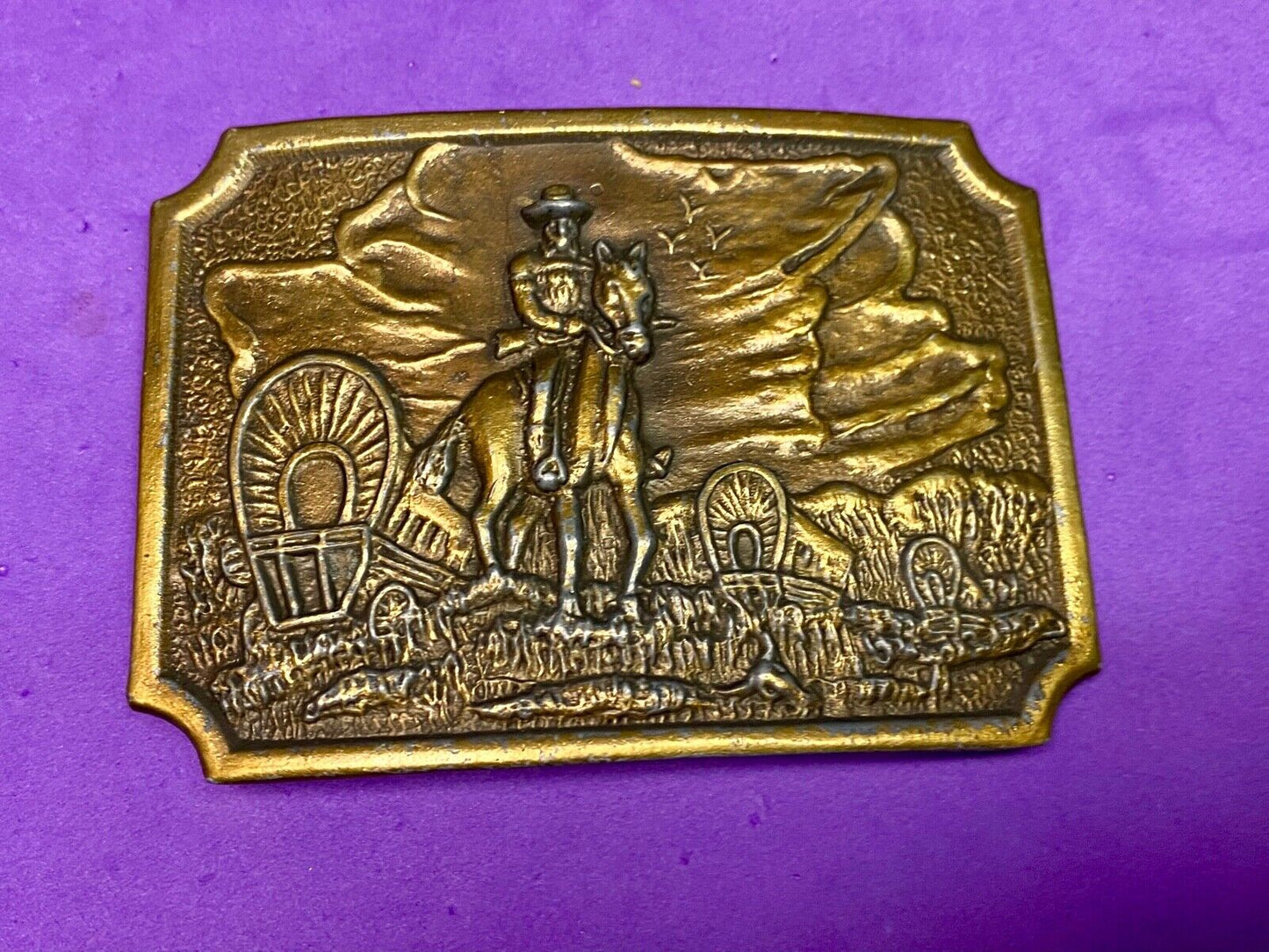Tall In The Saddle Western Cowboy Horse Vintage Iconic Art Scene Belt Buckle 