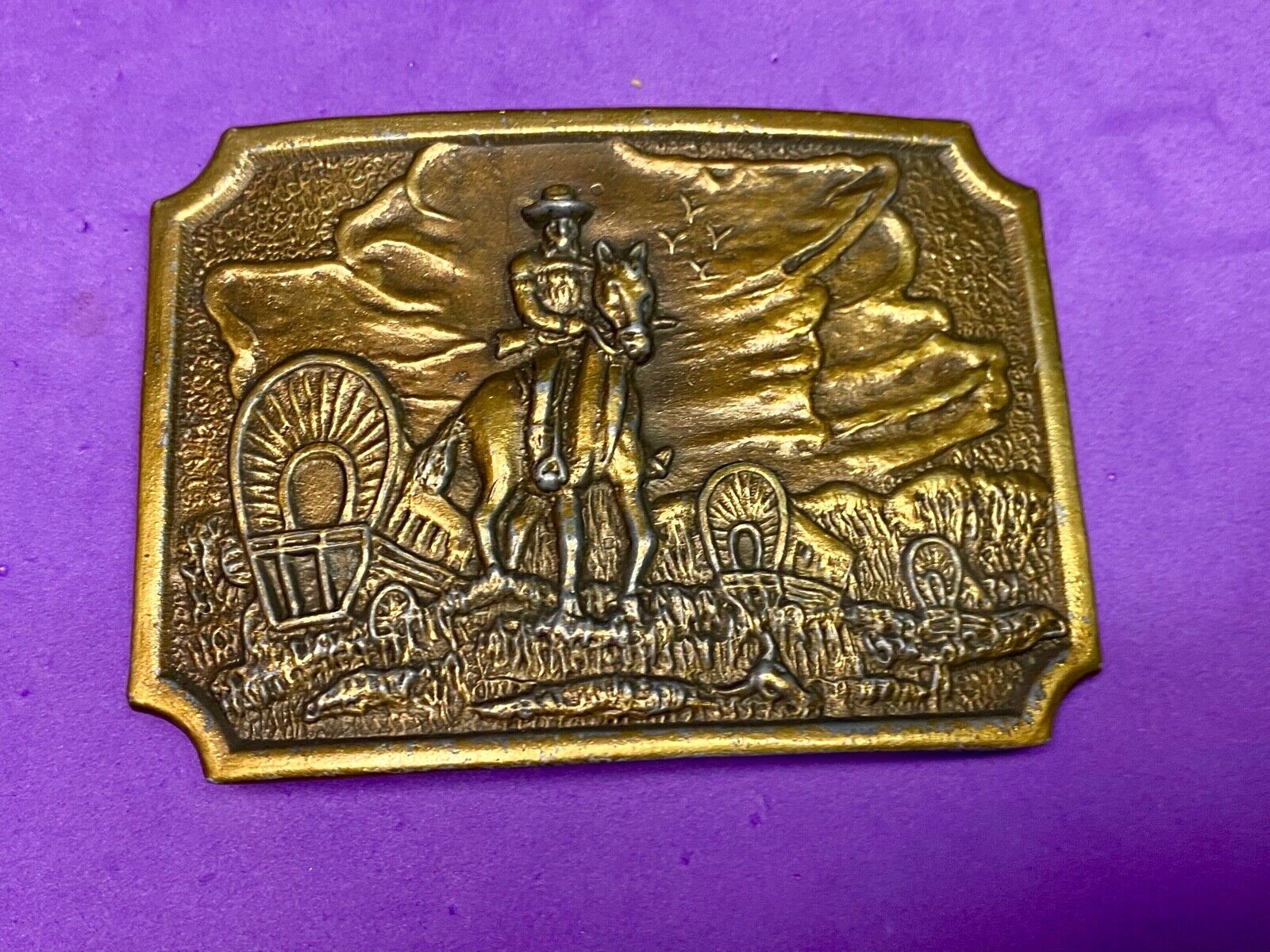 Tall In The Saddle Western Cowboy Horse Vintage Iconic Art Scene Belt Buckle 