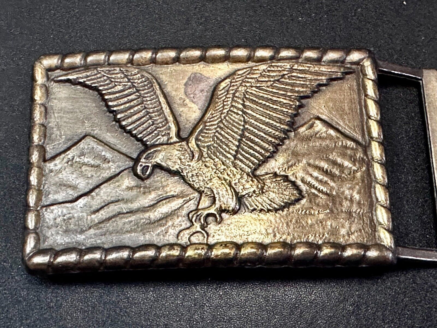 American Bald Eagle flying over majestic USA mountains Vintage Belt Buckle