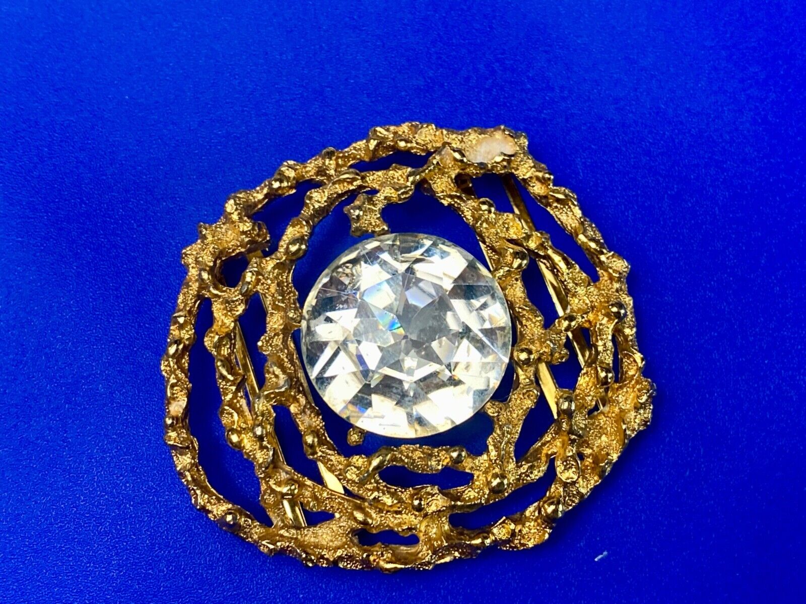 Beautiful retro gold tone see through abstract -Faux stone, belt slide or buckle