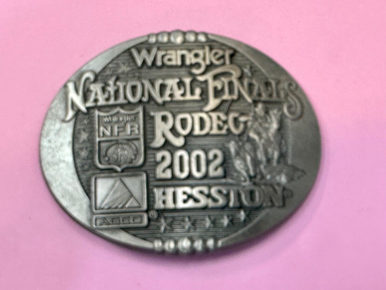 2002 Wrangler Hesston National Finals Rodeo NFR Montana Silversmiths Belt Buckle